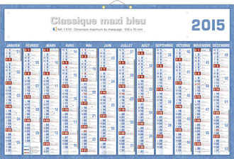 calendrier bancaire fabrication Française