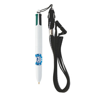 Stylo personnalisable BIC Mini 4 couleurs avec lanyard